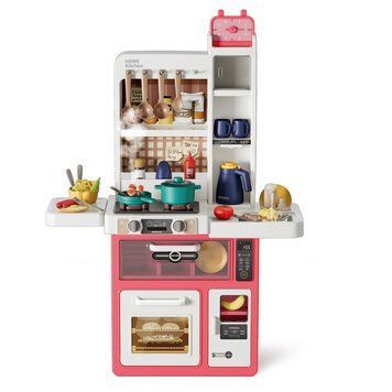 Игрушечная кухня с подсветкой звуком паром и помповой подачей воды 43 элемента Высота 88 см Розовый 44545 фото