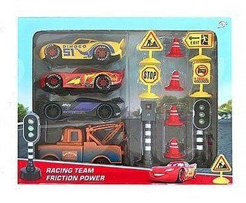 Набір машинок Тачки Cars 4 машинки Світлофор Пристрій фіксування швидкості 33487 фото