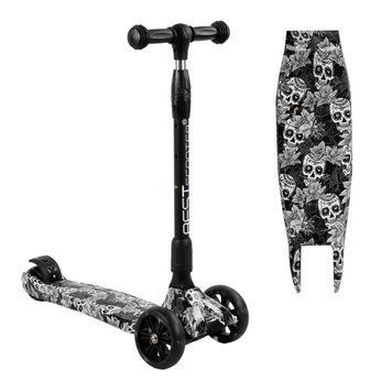 Складной самокат трехколесный со светящимися колесами Best Scooter Черный с белым 25988 фото