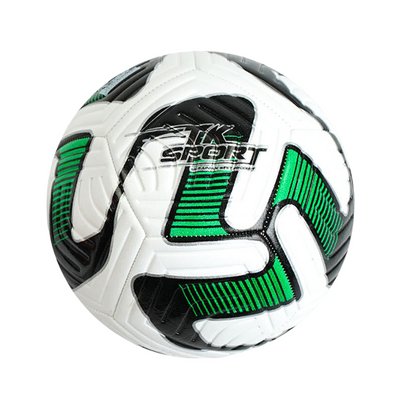 Футбольний м'яч 5 розмір TK Sport 420 г Білий із зеленим 28968 фото