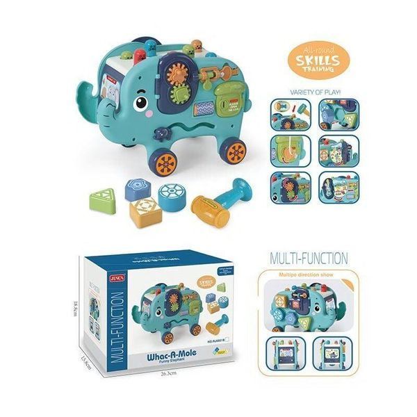 Многофункциональная игрушка Каталка Пальчиковый лабиринт Стучалка Whac-a-mole Слоник 36510 фото