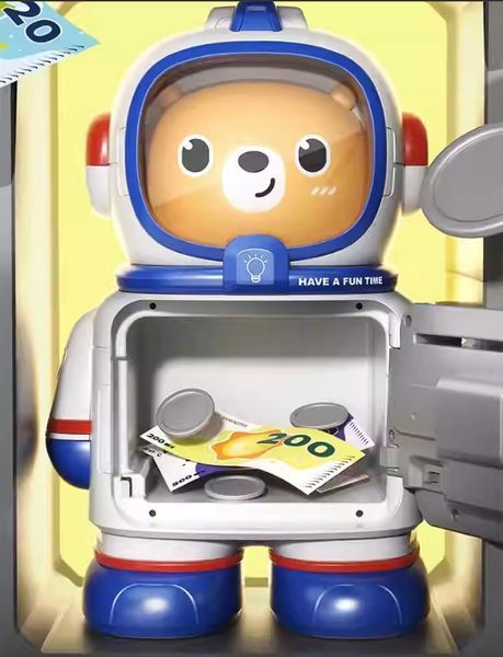Детский игрушечный сейф копилка Космонавт Синий 29934 фото