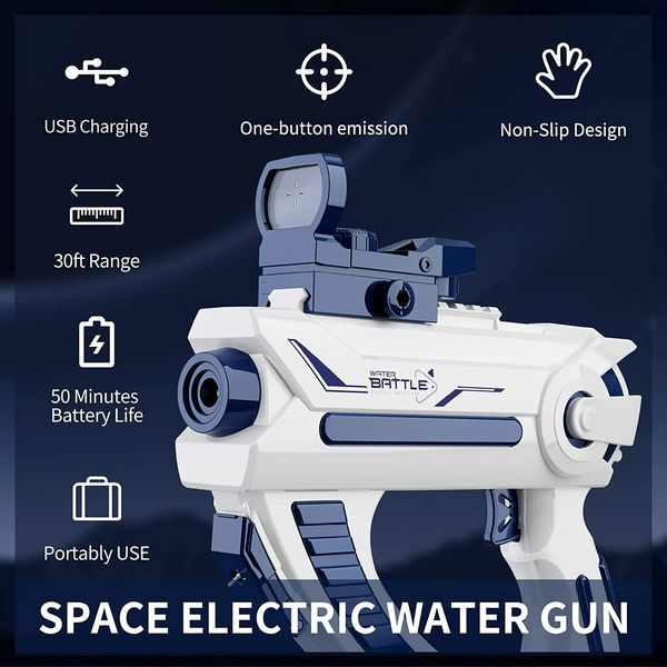 Водний пістолет електричний Бластер на акумуляторі Space Electric Water Gun Синій 29311 фото