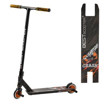 Самокат трюковый двухколесный с алюминиевыми пегами Best Scooter CRASH Черный с оранжевым 25940 фото