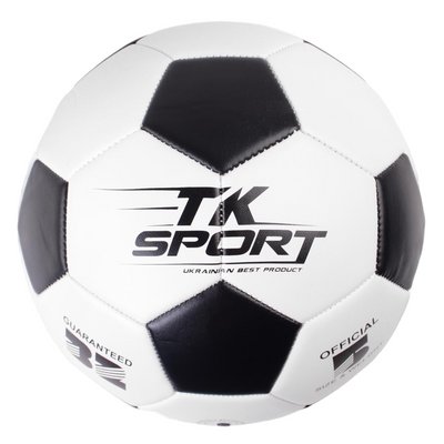 Футбольний м'яч 5 розмір TK Sport 420 г PU Білий з чорним 28904 фото