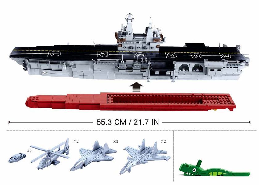 Конструктор военный корабль Авианосец Sluban Model Bricks 1088 деталей 29537 фото