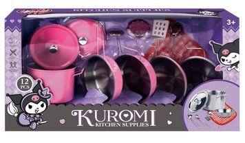 Игрушечная посуда для детей металлическая Kuromi 12 элементов Розовый 39672 фото