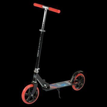 Самокат двухколесный с большими колесами и подножкой Best Scooter Чёрный с красным 25878 фото