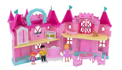 Будиночок для ляльок Замок із фігурками та меблями світло-звук Рожевий 32026 фото