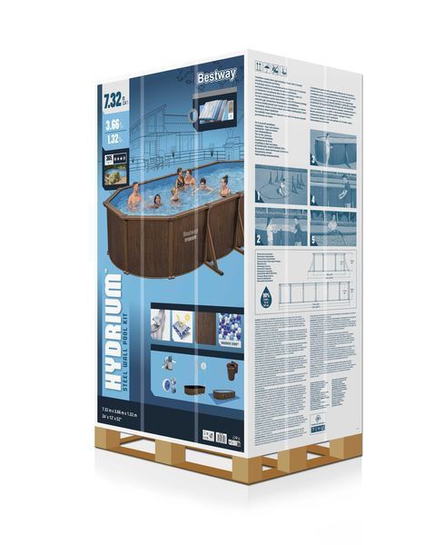 Стальной бассейн Бествей Bestway с фильтром тентом и лестницей 730 x 360 x 130 см объем 27090 л 41095 фото