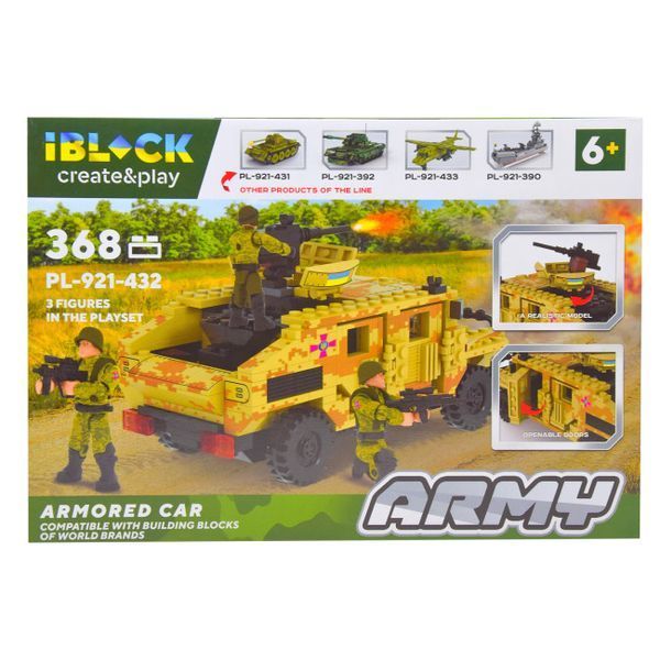 Конструктор військовий Бронемашина IBLOCK Армія 368 деталей (PL-921-432) 35507 фото