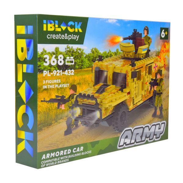 Конструктор військовий Бронемашина IBLOCK Армія 368 деталей (PL-921-432) 35507 фото