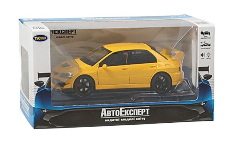 Металлическая машинка инерционная с эффектами Mitsubishi Lancer Evolution Авто Эксперт Желтый 43595 фото