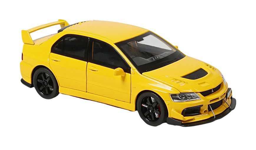 Металлическая машинка инерционная с эффектами Mitsubishi Lancer Evolution Авто Эксперт Желтый 43595 фото