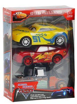 Ігровий набір Машинки Тачки Cars Блискавка Макквін 3 шт. Інерційні Вид 1 36362 фото