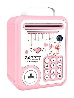 Детский игрушечный сейф копилка с ключом Кролик Розовый 33994 фото