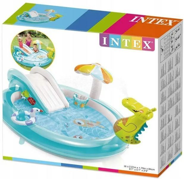 Надувной Игровой центр бассейн Интекс c горкой Intex Аллигатор 201 х 170 х 84см, объем 160л 22843 фото