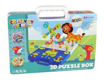 Детская мозаика с шуруповертом и отверткой 3D Puzzle Box Животные 210 деталей 37180 фото
