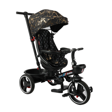 Трехколесный велосипед с родительской ручкой и поворотным сидением 1-3 года Best Trike Oscar Черный с золотом 39524 фото