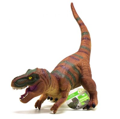 Великий гумовий Динозавр музичний Тиранозавр 23 см Коричневий 21398 фото