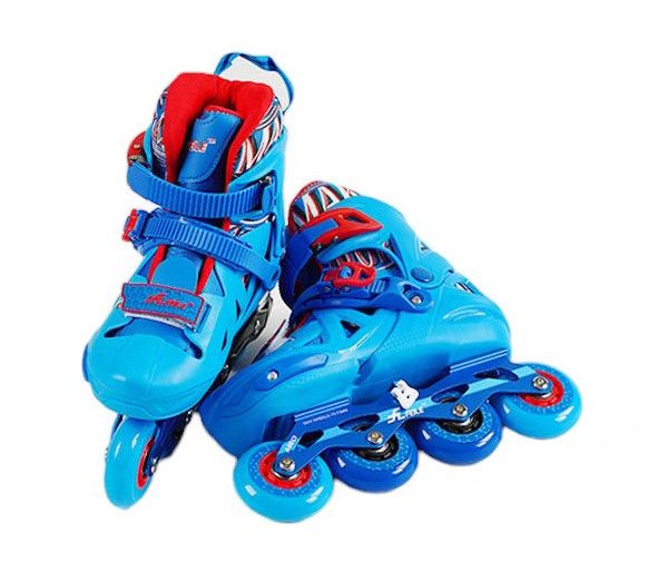 Ролики детские PU колеса с подсветкой Skates размер 34 - 37 Голубой 32886 фото