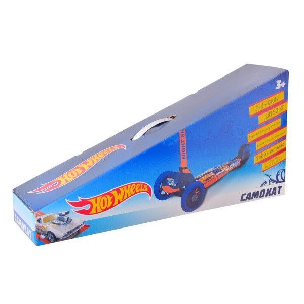 Трехколесный самокат со светящимися колесами Hot Wheels Оранжевый 28652 фото