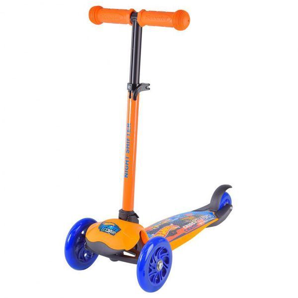 Трехколесный самокат со светящимися колесами Hot Wheels Оранжевый 28652 фото