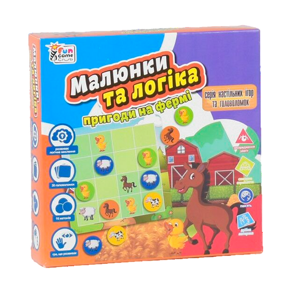 Настільна гра 4FUN Game Club Малюнки та логіка Пригоди на фермі 25737 фото