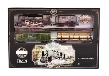 Дитяча залізниця з парою підсвічуванням і звуковими ефектами Vintage Steam Train 92,5 х 137.5 см Вид 1 41532 фото