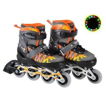 Ролики Extreme Motion з підсвіткою р. 30-33 Сірий з жовтогарячим 37685 фото