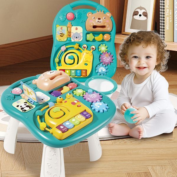 Развивающий интерактивный столик для детей с пианино и баскетбольным кольцом Темно-зеленый 43955 фото