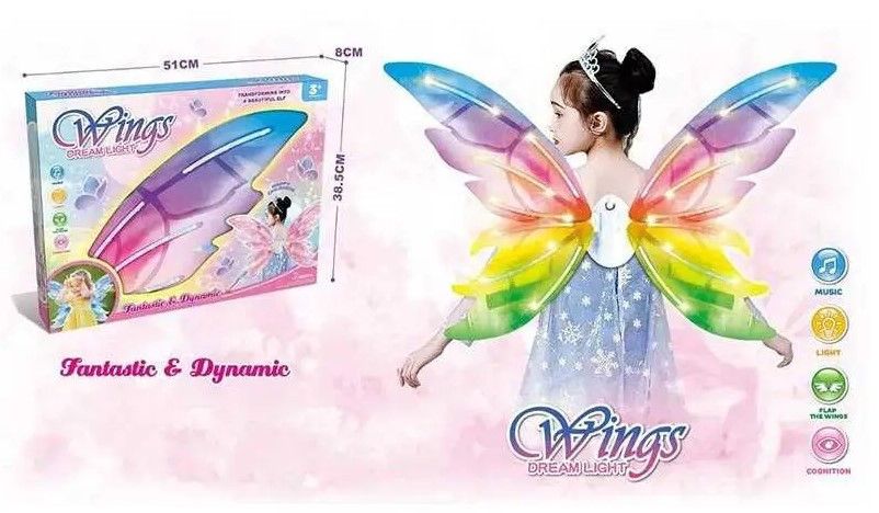 Дитячі крила, що світяться Метелики Феї з музикою Wings dream light 34728 фото