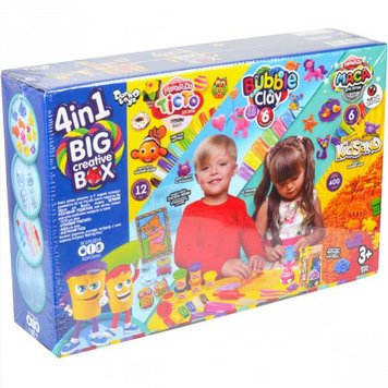 Великий набір для творчості "Big creative box" 4 в 1 Danko Toys Тісто, пластилін, пісок, маса для ліплення 23548 фото