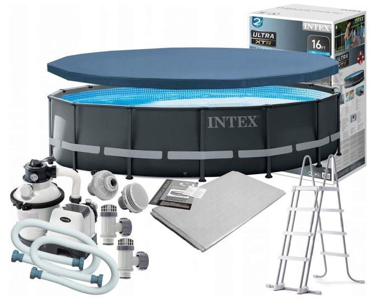 Каркасний басейн Інтекс Intex Ultra XTR Frame Pool 488 x 122 см, об'єм 19 156 л від 6 років Сірий 28522 фото