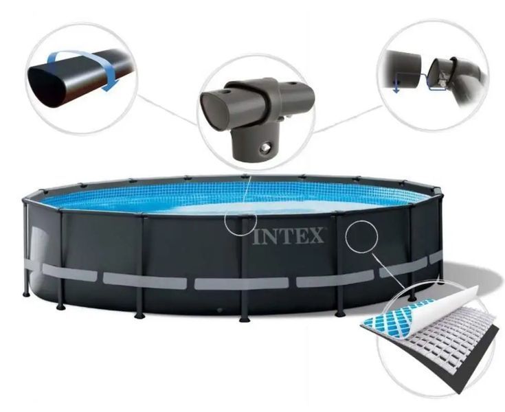 Каркасний басейн Інтекс Intex Ultra XTR Frame Pool 488 x 122 см, об'єм 19 156 л від 6 років Сірий 28522 фото