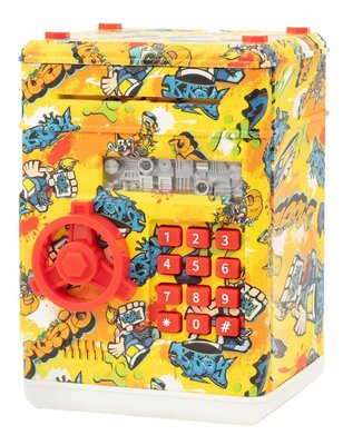 Дитячий іграшковий електронний сейф скарбничка з кодовим замком Жовтий 33021 фото