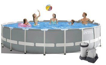 Каркасний басейн Інтекс Intex Prism Frame Pool 549 х 122 см, об'єм 24 311 л від 6 років Сірий 28523 фото