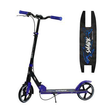 Двоколісний дитячий самокат для хлопчика з ручним гальмом Best Scooter Shark Синій 26933 фото