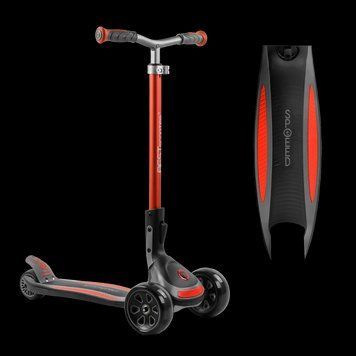 Складной самокат трехколесный со светящимися колесами Best Scooter Черный с красным 26026 фото