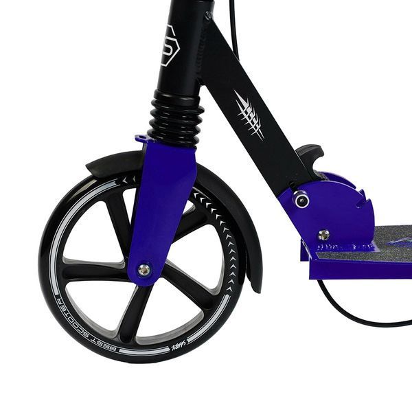 Двоколісний дитячий самокат для хлопчика з ручним гальмом Best Scooter Shark Синій 26933 фото
