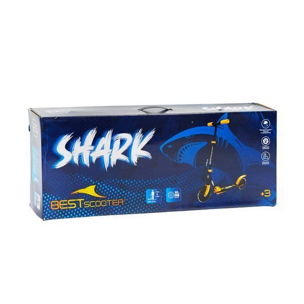 Двоколісний дитячий самокат для хлопчика з ручним гальмом Best Scooter Shark Синій 26933 фото
