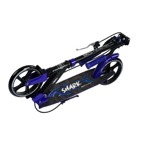 Двоколісний дитячий самокат для хлопчика з ручним гальмом Best Scooter Shark Синій 26933 фото